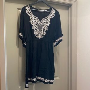 Large Black Dress w/ white embroidery
